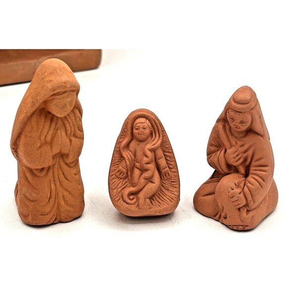 Terra Cotta Handmade Nativity Set 8 Piece Christmas‎ Jesus Mary Joseph Primitive - Picture 9 of 16